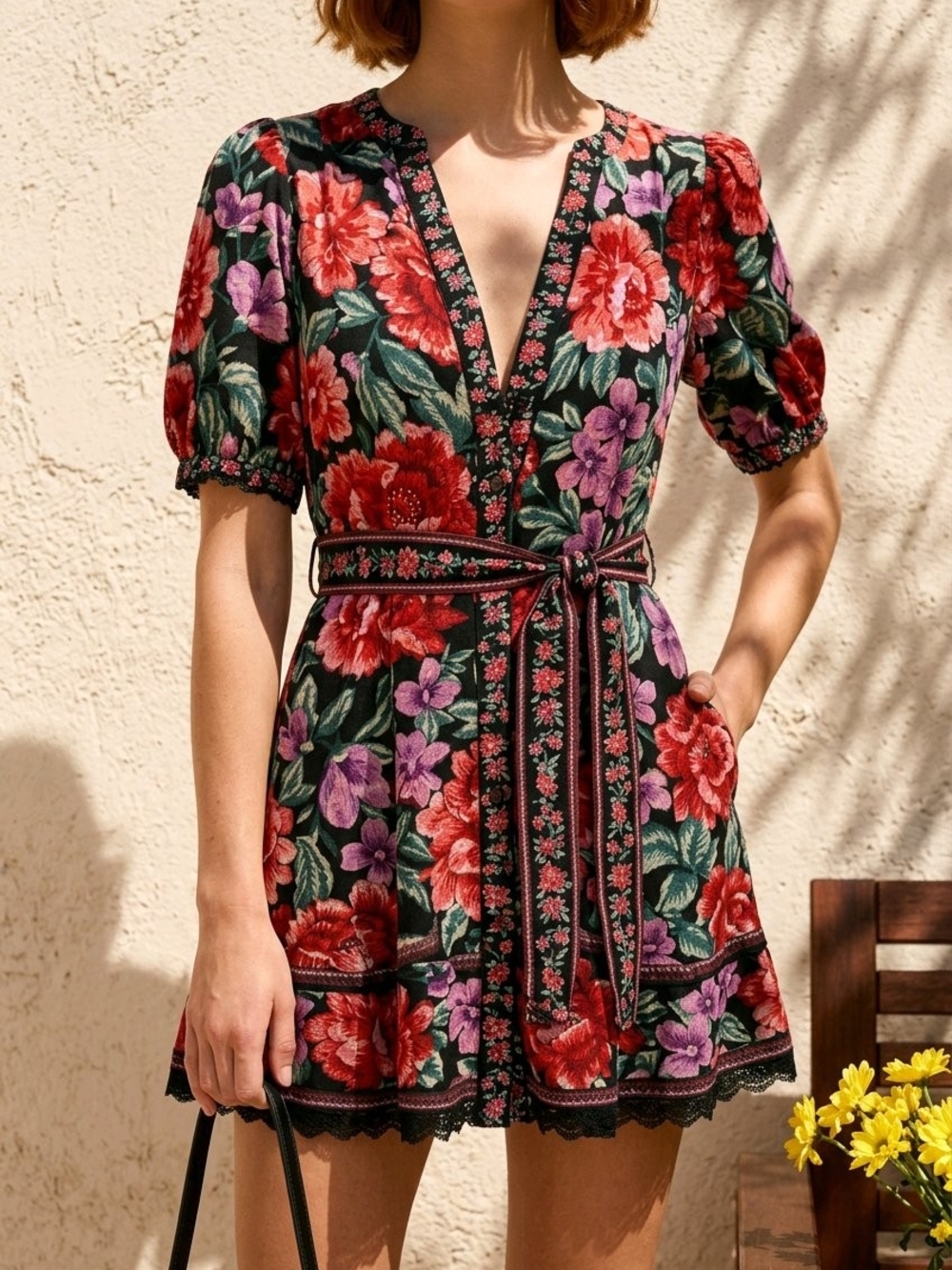 CALYPSO ST. BARTH Floral Belted Maxi Dress Large New - Picture 2 of 12